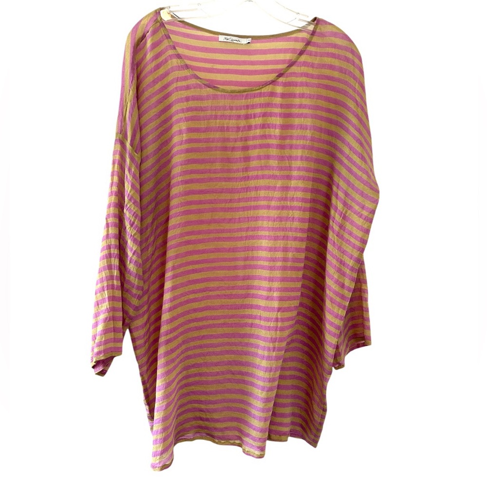 Mes Demoseilles Lavender/Tan Striped Tunic Sz TU (One Sz Fits All)